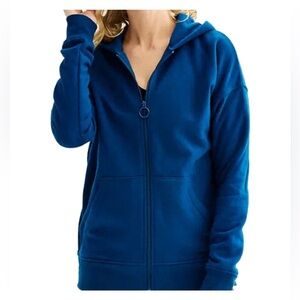 Women’s women’s Tek Gear navy ultra soft fleece long zip up jacket in size XS